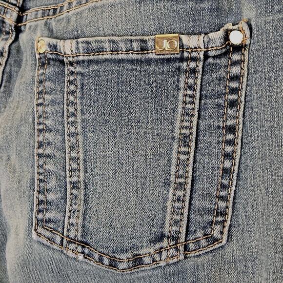 J Lo Jennifer Lopez Button Fly Bootcut Dark Wash Jeans W30 L31 Distressed Boho - Picture 5 of 10